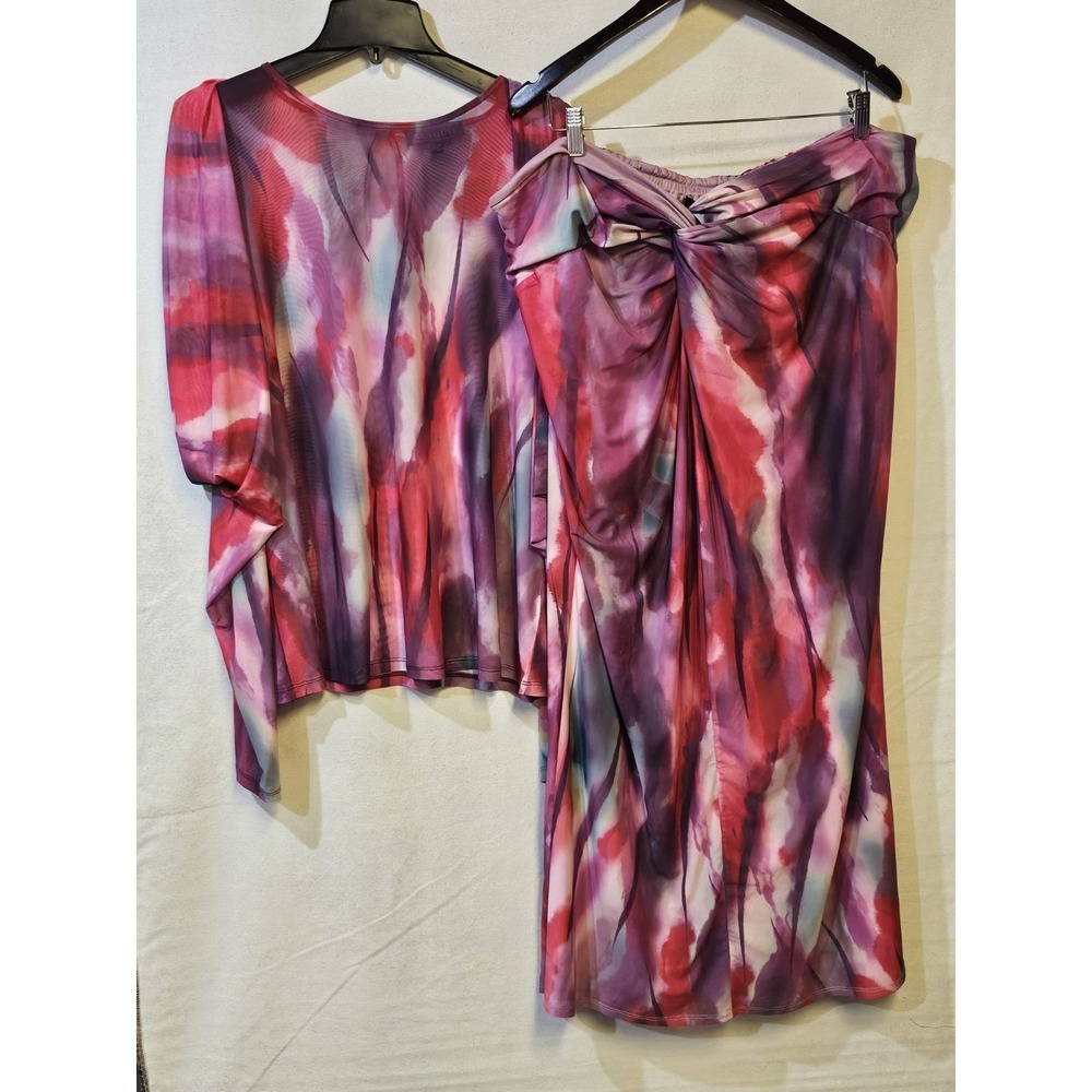 Eloquii Women's Size 22-24 2 Piece Set Top and Skirt Pink